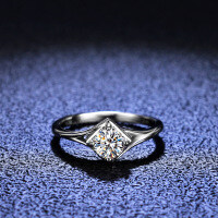 Silver Moissanite Ring, 50 Points, Four-Prong, Ins Style, Live Stream Wholesale-50 points (zircon)  12 yards