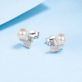 wholesale S925 Silver Freshwater Pearl Earrings with Moissanite, Elegant Silver Needle, Women's Pure Silver Stud Earrings, High-End Feel, Ready for Wholesale-0-1