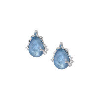 wholesale S925 Sterling Silver Small Niche Original Earring Ins High-end Crystal Inlaid Geometric Waterdrop Design Ear Studs for Women-Aquamarine White Gold [with Sterling Silver Earrings]  925 Silver