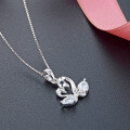wholesale S925 Sterling Silver Double Swan Pendant Women's Korean Style Minimalist Design High-end Silver Necklace Jewelry Wholesale-0-3