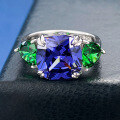 wholesale S925 silver new radiant cut 10*10 tanzanite ring women's-0-3