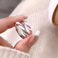wholesale S925 Sterling Silver Mobius Loop Couple Rings, High-End Korean Style Minimalist Openable Band-0-2
