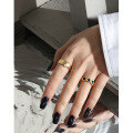 wholesale S925 metal Korean version ins niche design minimalist versatile irregular surface drip glue texture open ring for women-0-2