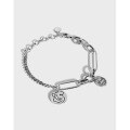 wholesale S925 Sterling Silver Korean Version Ins Small Brand Design Vintage Distressed Figurine Pendant Chain Textured Bracelet for Women-0-0