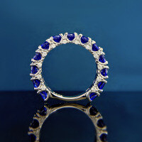 wholesale Metal: 925 Silver, New Style Round Full Diamond Inlay PersonalityIns Row Ring Amazon Style-R546 Blue Diamond No. 9