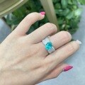 18K Gold 3ct Lab-Grown Paraiba Blue Oval Ring-0-3