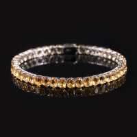 wholesale S925 Sterling Silver with Natural Citrine Gemstone Tennis Chain Oval High-Quality New Style Bracelet-4*5mm natural citrine bracelet 7 inches (about 17.7cm)
