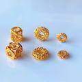 wholesale S925 silver gold-plated filigree spacer beads for DIY bracelet necklace weaving accessories, pure silver four-leaf clover large-hole disc beads-0-2