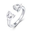 925 Silver Square Moissanite Open Ring, Women's Light Luxury High-End Fashion Minimalist Style-0-8