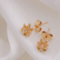 wholesale 10K Gold Japanese Minimalist Academic Style Moissanite Small Crown 3D Ear Studs for Women Elegant Design-0-2