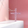 wholesale S925 Silver Rhinestone 5*5 Heart Shape Pendant Cross Necklace Wish Hot Sale 50-Point High Carbon Diamond40+5-0-5