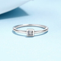 wholesale S925 Sterling Silver Moissanite Square Cut Moissanite Ring, Fashionable Commute Light Luxury Style, for Best Friend or Girlfriend-30 points Moissanite No. 22