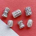 wholesale 999 Silver Jewelry Components: Fu Character, Lotus, Twist Spacer Beads, Zhajilamu Barrel Beads for DIY Bracelet String Accessories-0-0