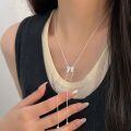 wholesale S925 Sterling Silver Bow Adjustable Necklace for Women, Japanese and Korean New Minimalist Fashion Sweater Chain with a Premium Feel-0-0