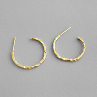 wholesale S925 Sterling Silver Korean Style Minimalist Irregular Concave-Convex Geometric Circle Ring Stud Earrings for Women-Platinum 925 silver