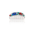 wholesale 999 sterling silver genuine silver comb with enamel handcrafted snowflake design, pure silver scraping massage healthcare gift for mom-0-4