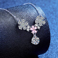 925 Silver Moissanite Pendant Necklace, Floral Drip Design, Cross-border New Wholesale-0-0