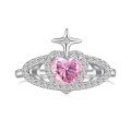 wholesale S925 sterling silver lightweight luxury high-end delicate pink heart-shaped zirconia stylish sweet fashion ring-0-12