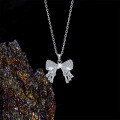 Sterling Silver Bow Minimalist Pendant Necklace, Hypoallergenic Wholesale New Arrival-0-1