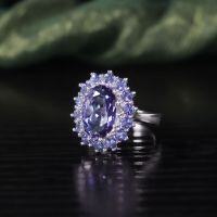 wholesale S925 Sterling Silver Classic Sunflower Style Gemstone Ring and Earrings, Extravagantly Set with Crystal Jewelry Set, Popular in 2024-Ivory Blue Plated Crystal Ring (US Size 7)  925 Silver