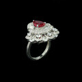 wholesale 925 Silver Gold-Plated Ring with High Carbon Diamond GRC Lab-Grown Ruby, Versatile Skirt Dress Jewelry for Women-0-4