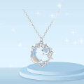wholesale S925 Sterling Silver Fantasy Star and Moon Necklace for Women, Minimalist andCollarbone Chain, Trendy Valentine's Day Gift for Girlfriend-0-5