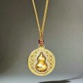 wholesale Gold-plated rotating hulu necklace for women with sand gold compass and diamond pendant, adjustable chain for sweaters, factory direct-0-2