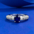 wholesale 925 Sterling Silver Commute Princess Style Oval Royal Blue 5*7mm Ring for Women, Fashionable and Versatile-0-5
