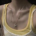 wholesale S925 Sterling Silver Minimalist Textured Irregular Starfish Pendant Matte Finish Necklace, Versatile Daily Wear Trendy Collarbone Chain-0-3