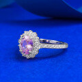wholesale S925 silver jewelry pink lover 5*7mm oval egg-shaped padparadscha-colored pigeon egg ring-0-1