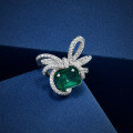 wholesale Metal material first, 235 carat rectangle 8*10 synthetic emerald ring bow tie fresh style 5-9# available-0-0