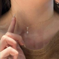 wholesale S925 Sterling Silver Star's Tear Three-Stone Pendant Necklace, Delicate Minimalist Waterdrop Zirconia Choker with Elegant Fluidity-Gold 925 silver