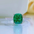 wholesale S925 Sterling Silver New High-Carbon Emerald Green Diamond Ring for Women, Elegant and Skin-Brightening-0-2