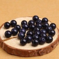 wholesale Metal material, starry blue sandstone loose bead strand whole package blue sandstone jewelry DIY crystal handmade bracelet accessories-6mm single coil (30 pieces)