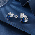 wholesale S925 Sterling Silver New Synthetic Cultivated Sapphire Ear Studs for Women Wholesale Factory-0-2