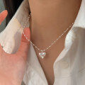 wholesale S925 Sterling Silver Korean Style Minimalist Fashion Luxury Designed Drip Enamel Heart Pendant Collarbone Chain-0-2