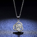 925 Silver Pendant with 1-Carat Moissanite Women's Camellia Necklace-0-2
