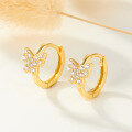 wholesale 925 Sterling Silver Micro-Inlaid Zircon Butterfly Hoop Earrings with Ear Clasps, Insect-Inspired Fashion, Pastoral Style, Fresh and Sweet Ear Clasps-0-3