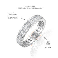 18k Gold-Plated S925 Silver 2*3mm Moissanite Full Diamond Eternity Band-Total 4.3ct  US size 6