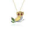 wholesale 925 Silver Designer Owl Brooch Pendant Two-Way Design High-End Natural Gemstone Necklace Pendant-0-7