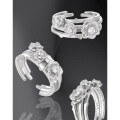 wholesale S925 Sterling Silver Niche Stylish Multi-Layer Line Luxury Rose Series Inlaid Zircon Ring for Women-0-1