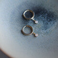 wholesale 9K Gold Short Chain Small Diamond Stud Earrings Zirconia Plain Plate Chic Ins Korean Style Hoop Earrings-0-4