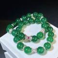 wholesale S925 Sterling Silver Buddha Bracelet for Women, New Chinese Style, Natural Green Chalcedony, Imperial Green Jasper, Full Diamond Inlay Chain Wholesale-0-1