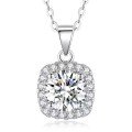 wholesale S925 Sterling Silver 5ct Moissanite Square Pendant Necklace, Amazon Cross-Border Hot Selling Luxury Fashion Jewelry for Wholesale-0-0