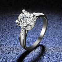 925 Silver 1ct Four-Prong Bullhead Moissanite Ring, Factory Wholesale-1 carat (empty setting)  Hong Kong number 10