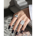wholesale S925 Sterling Silver Geometric Rectangle Minimalist Versatile Opening Ring for Women, Korean Version Ins Niche Design-0-3