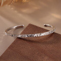 wholesale S925 Sterling Silver 3 March New Arrival Internet-Famous Ice Crush Bracelet for Women Open-Ended Solid Bangle Factory Direct Wholesale-0-2