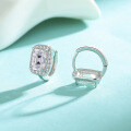 Gold-Plated 925 Silver Geometric Emerald Moissanite Stud Earrings-0-4