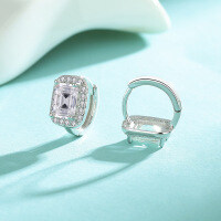 Gold-Plated 925 Silver Geometric Emerald Moissanite Stud Earrings-1ct + 1ct moissanite white gold