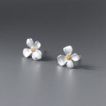 wholesale 925 Sterling Silver Vintage Light Luxury Matte Gold Four-Petal Flower Earrings Women Korean Style Gardenia Sweet Ear Accessories G9433-0-1